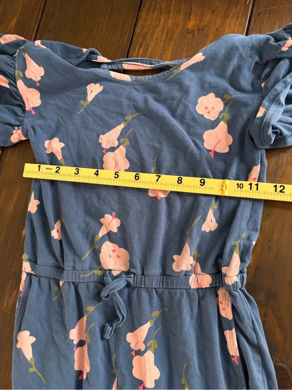 Tea Collection Floral Jumpsuit knit Ruffle Sleeve SZ Y5
